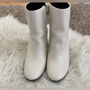 Faux Leather White Ankle Boots (Never Worn)